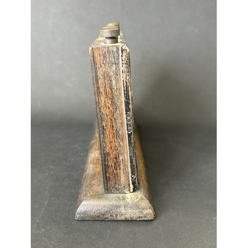 1 - A hallmarked vintage silver perpetual calendar on a wooden frame, approx. 8 1/2