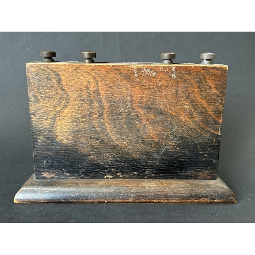 1 - A hallmarked vintage silver perpetual calendar on a wooden frame, approx. 8 1/2