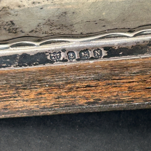 1 - A hallmarked vintage silver perpetual calendar on a wooden frame, approx. 8 1/2