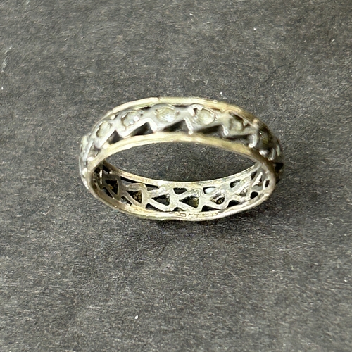 15 - A 9ct gold and silver white stone set ring, approx. size J 1/2, weight approx. 2g (two stones missin... 