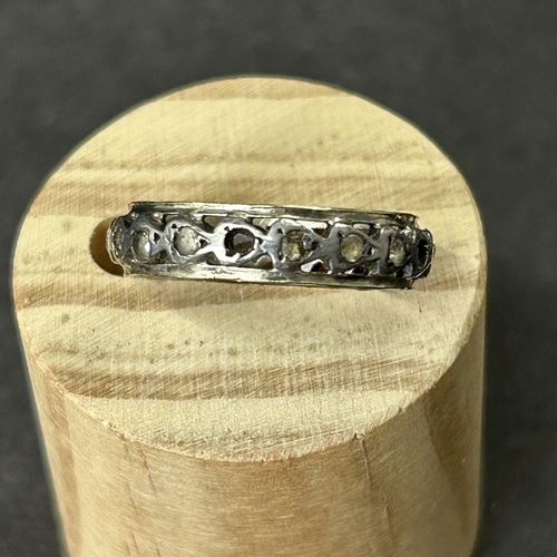 15 - A 9ct gold and silver white stone set ring, approx. size J 1/2, weight approx. 2g (two stones missin... 