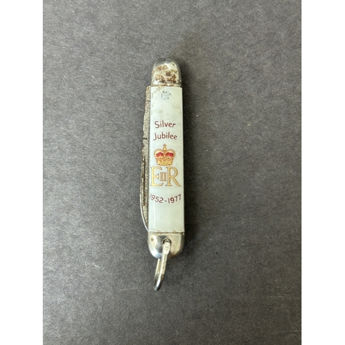 57 - Six vintage small penknives including a hallmarked silver example and a 1977 Jubilee etc (over 18's ... 
