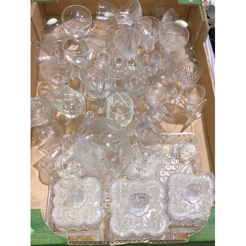 276 - 2 Fruit boxes containing Victorian and later glassware