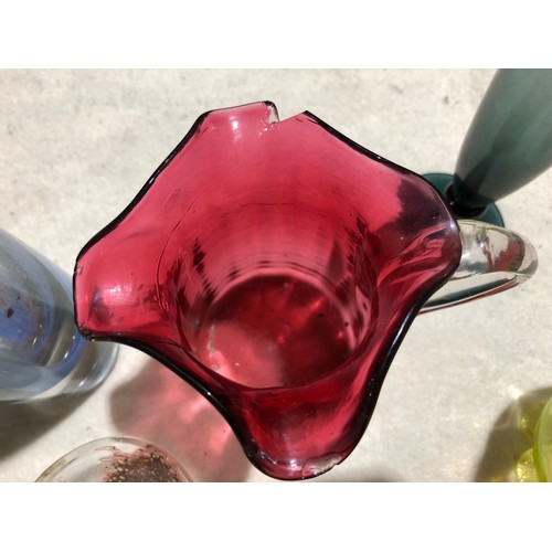 288 - Box of coloured Glassware to include uranium vaseline vase