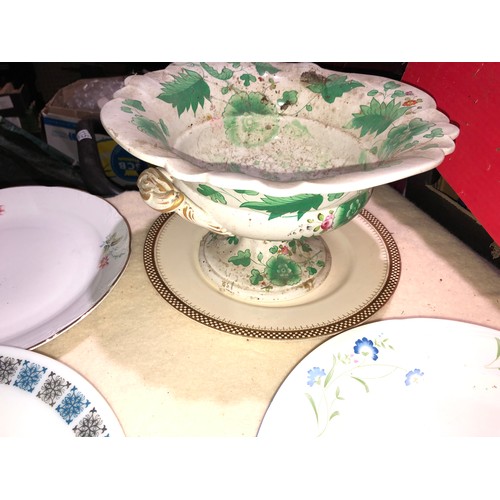 300 - China plates and a fruit stand