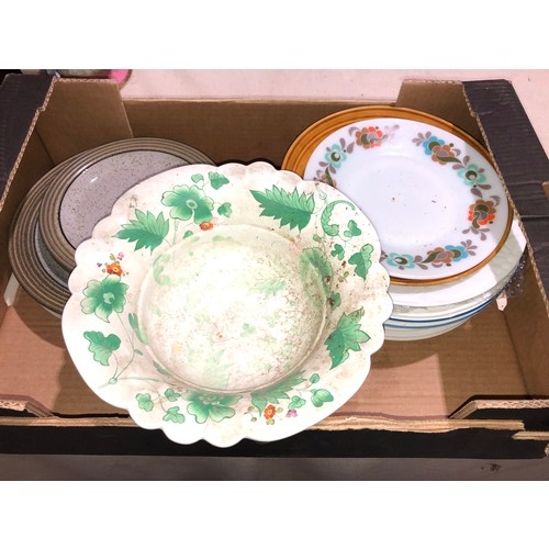 300 - China plates and a fruit stand