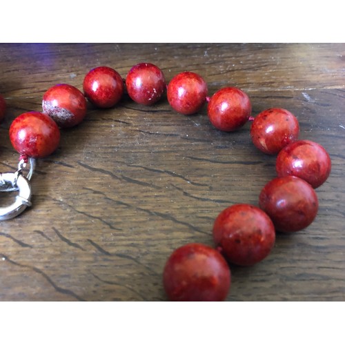 12 - Good quality Red Sponge Coral necklace 58cm.