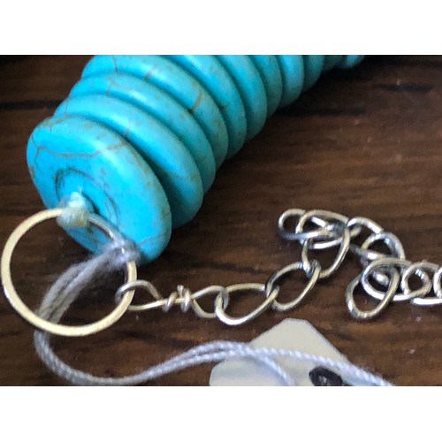 16 - Good quality Turquoise disk necklace 48cm.