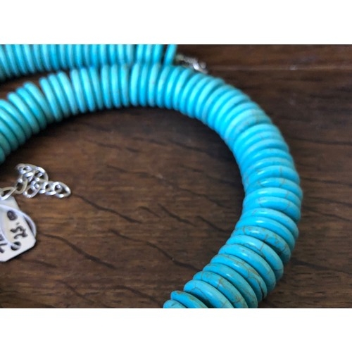 16 - Good quality Turquoise disk necklace 48cm.