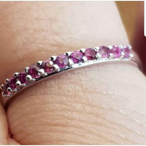 28 - 9ct White Gold Ruby 1/2 Eternity Ring. Size Q