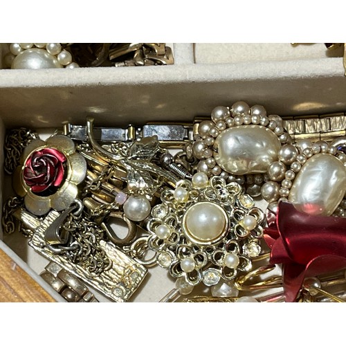 35 - Wooden Box of costume jewellery