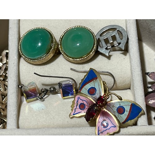 35 - Wooden Box of costume jewellery