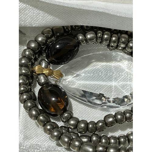 41 - Black pearl necklace with crystal pendant