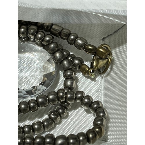 41 - Black pearl necklace with crystal pendant