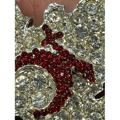 42 - Leaf shaped CZ Brooch.