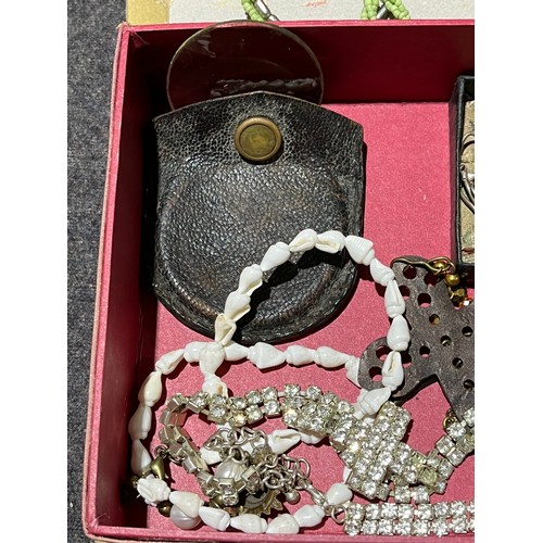 43 - Costume jewellery including Mother of Pearl cuff links and silver necklace