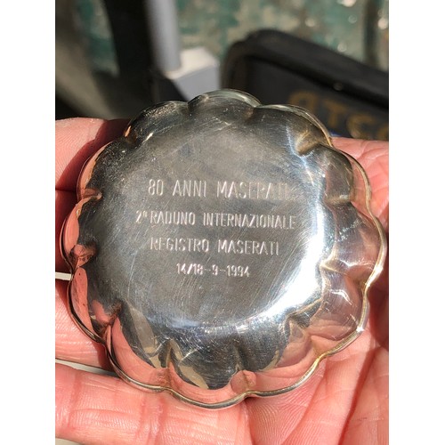 59 - 800 Silver bowl for Maserati Registry. Presented to Jack Levy for the 80th Anniversary 2nd round of ... 