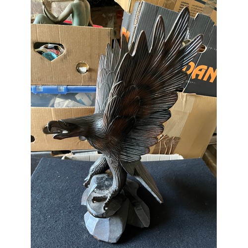 68 - Large Wooden Eagle Figurine 43cm