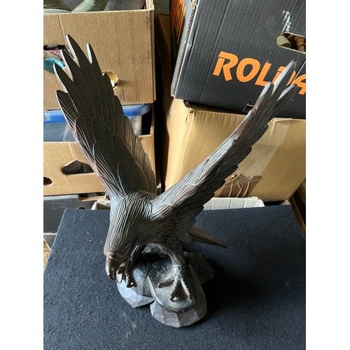 68 - Large Wooden Eagle Figurine 43cm