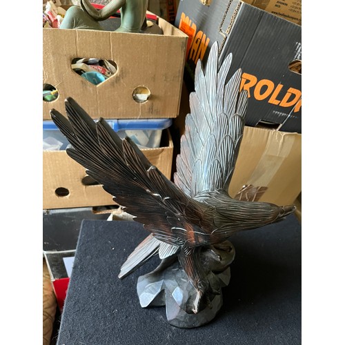 68 - Large Wooden Eagle Figurine 43cm