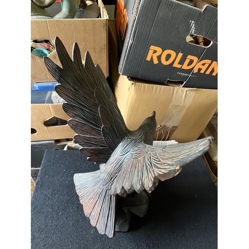 68 - Large Wooden Eagle Figurine 43cm