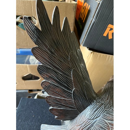 68 - Large Wooden Eagle Figurine 43cm