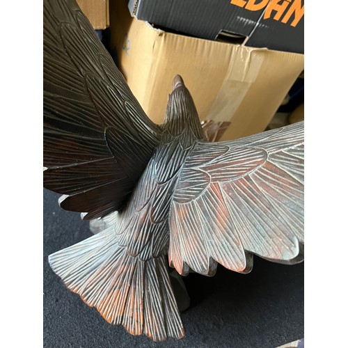 68 - Large Wooden Eagle Figurine 43cm