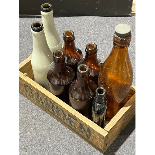 80 - Old brown collectable bottles - some with names