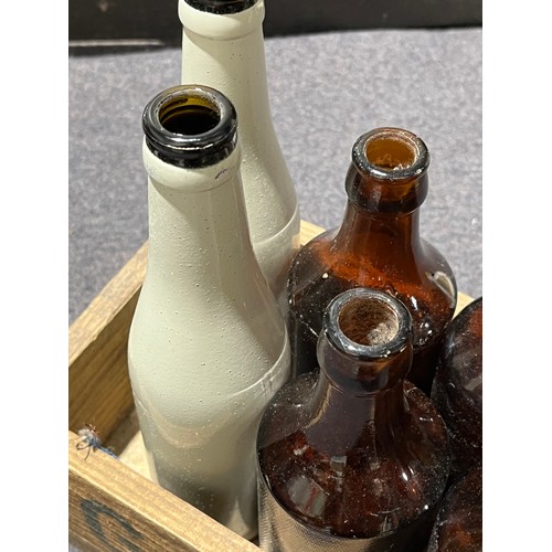 80 - Old brown collectable bottles - some with names