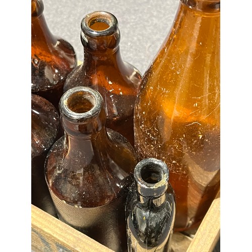 80 - Old brown collectable bottles - some with names