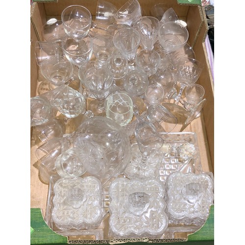 103 - 2 Fruit boxes containing Victorian and later glassware