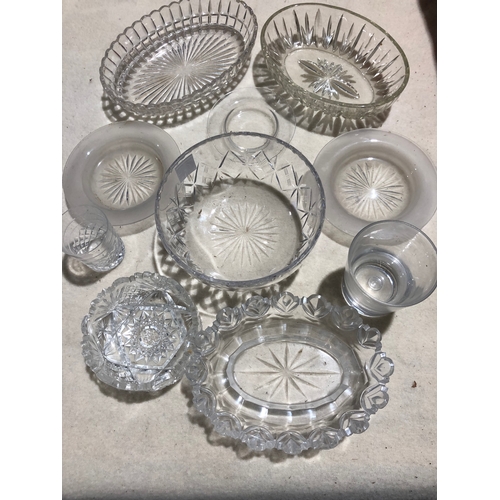 111 - Cut and pressed glass bowls and plates etc