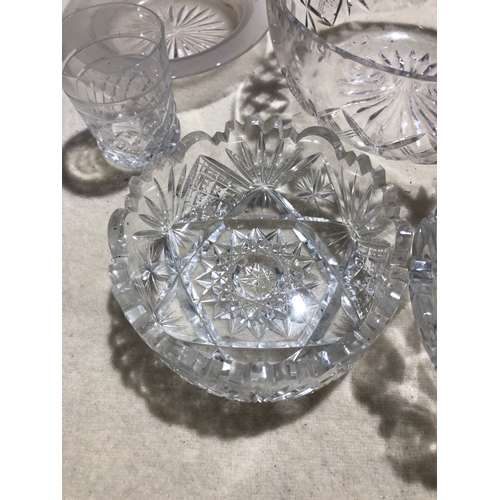 111 - Cut and pressed glass bowls and plates etc