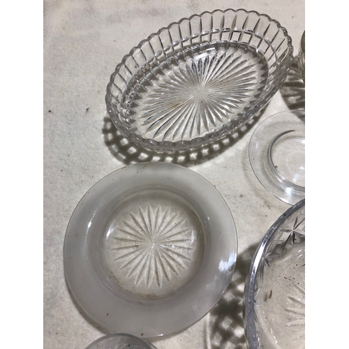 111 - Cut and pressed glass bowls and plates etc