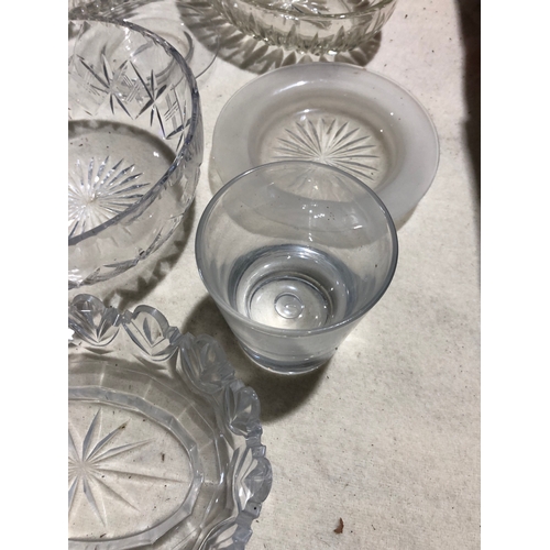 111 - Cut and pressed glass bowls and plates etc