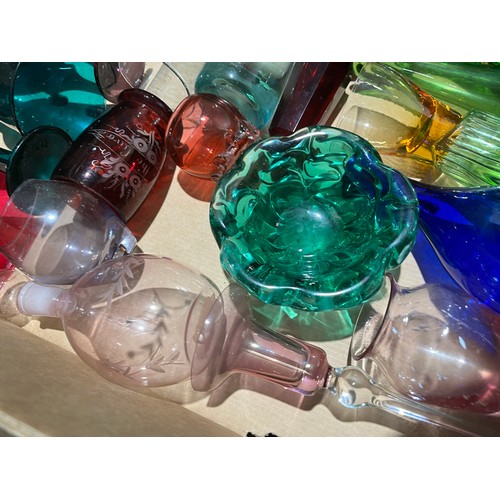 117 - Box containing various coloured glass