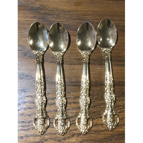 669 - 4 gold plated Japanese tea spoons