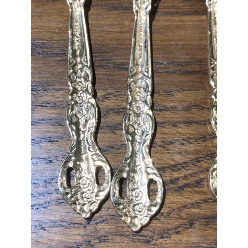 669 - 4 gold plated Japanese tea spoons