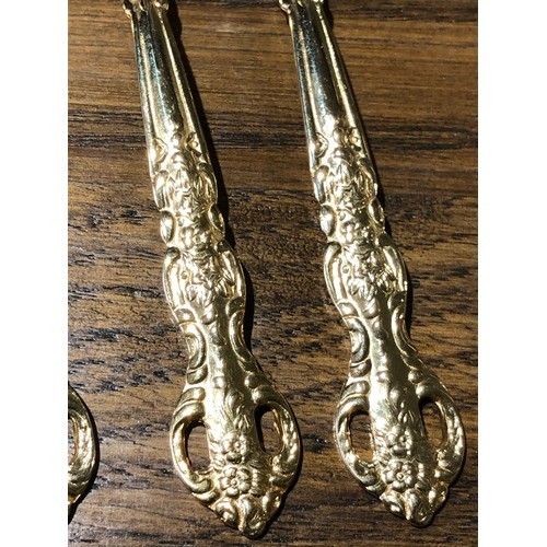 669 - 4 gold plated Japanese tea spoons