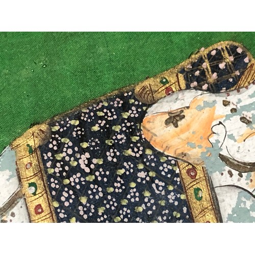 869 - 3 hand painted Indian paintings on cloth F&G.