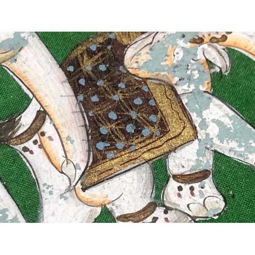 869 - 3 hand painted Indian paintings on cloth F&G.