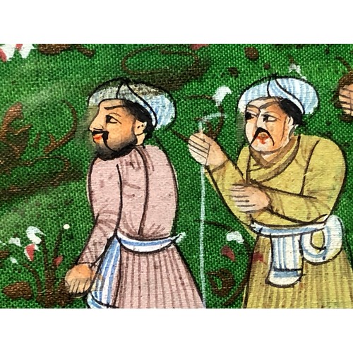 869 - 3 hand painted Indian paintings on cloth F&G.