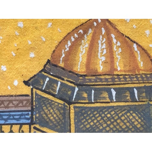 869 - 3 hand painted Indian paintings on cloth F&G.