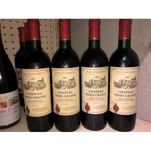 971 - 4 bottles of 1995 Chateau Fines Graves Saint-Emilion France. Stored in a temperature and humidity co... 