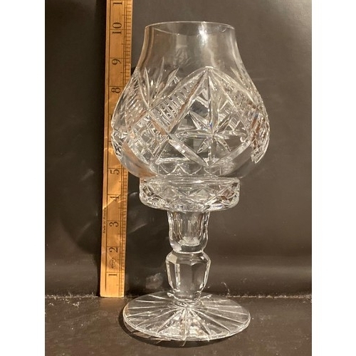 253 - 2 piece cut crystal hurricane lamp