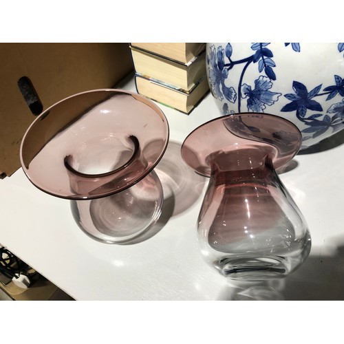 281 - Pair of amethyst and clear Dartington glass vases