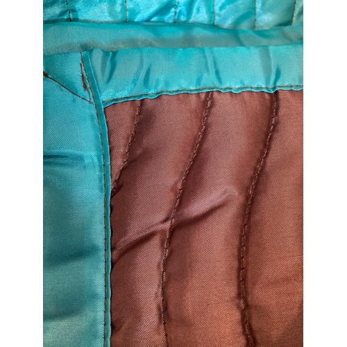 331 - Two satin teal/chocolate bedspreads