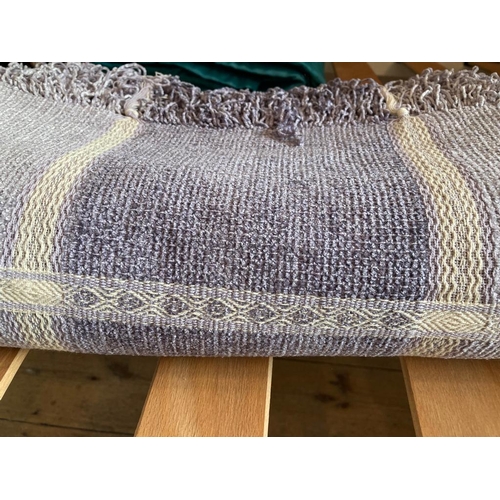 336 - Laura Ashley blue chenille fringed throw