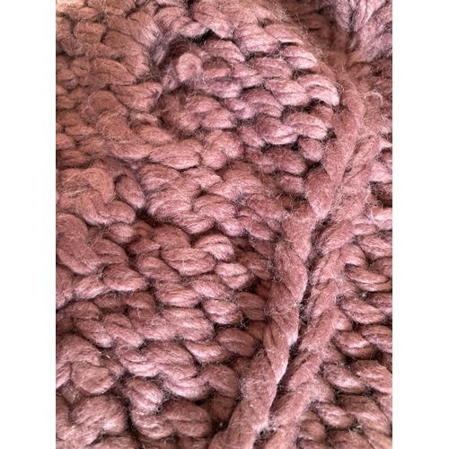 341 - Laura Ashley chunky cable knitted throw in aurgergine