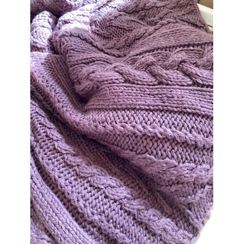 341 - Laura Ashley chunky cable knitted throw in aurgergine